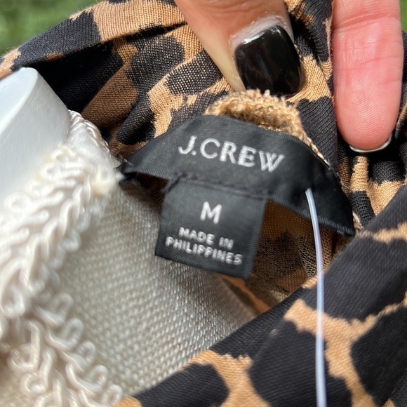 J. Crew Leopard Print High Neck Long sleeve Blouse Size M NWT Mob Wife Stretchy - Picture 5 of 7